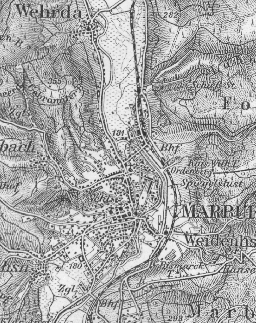 Ausschnitt Reichskarte 1922 - Marburg